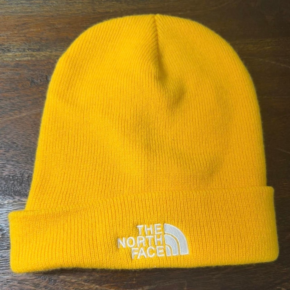 The North Face yellow beanie